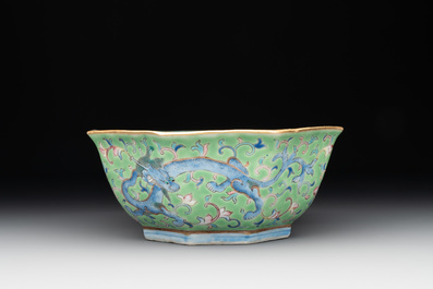 Two Chinese famille rose 'dragon' bowls, Tongzhi mark and of the period