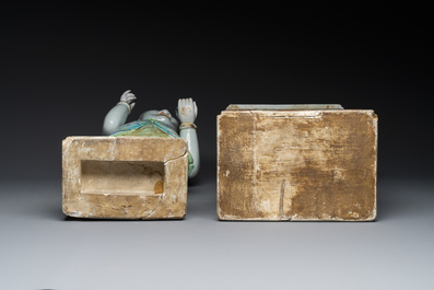 A pair of large Chinese famille rose figures on stands, Qianlong