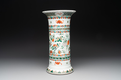 A Chinese famille verte 'gu' vase with floral design, 19th C.