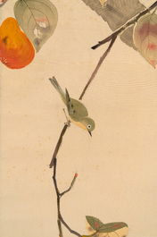 Xiu Zhiliu 謝稚柳 (1910-1997): 'Kaki', ink and colour on silk, dated 1960