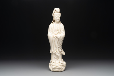 A Chinese Dehua blanc de Chine standing Guanyin, 20th C.