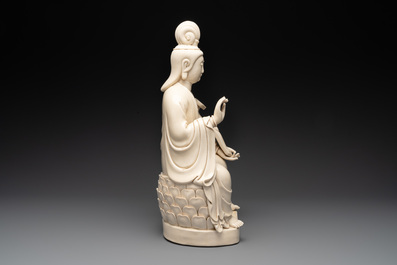 A Chinese Dehua blanc de Chine seated Bodhisattva, 20th C.