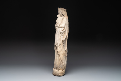 A stone sculpture of Madonna with Child, France, 14th C.