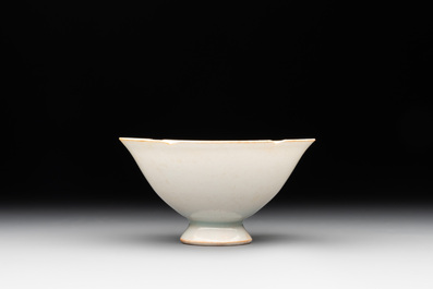 A pair of Chinese qingbai vases and a cup on a stand, 20th C.