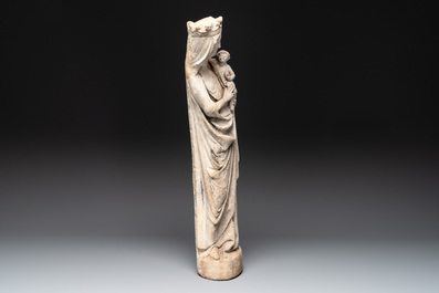 A stone sculpture of Madonna with Child, France, 14th C.