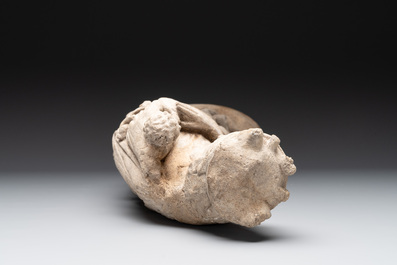 A stone sculpture of Madonna with Child, France, 14th C.