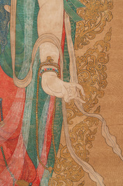 Chinese school: 'Buddha', ink and colour on silk, Qing or later