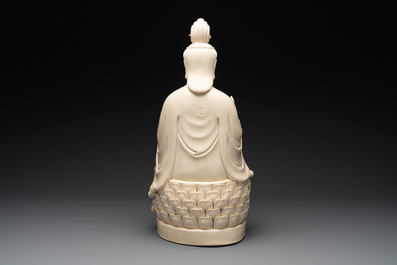 A Chinese Dehua blanc de Chine seated Bodhisattva, 20th C.