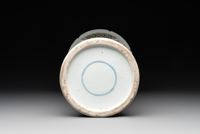 A Chinese famille verte 'gu' vase with floral design, 19th C.