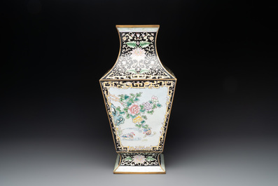 A Chinese cloisonn&eacute; vase with birds among flowering branches, 20th C.