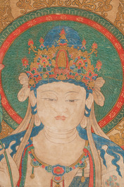 Chinese school: 'Buddha', ink and colour on silk, Qing or later