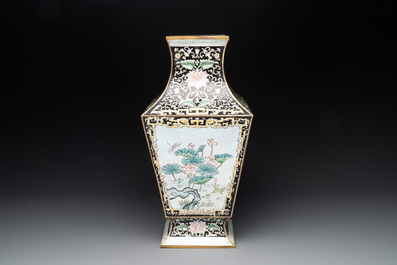 A Chinese cloisonn&eacute; vase with birds among flowering branches, 20th C.