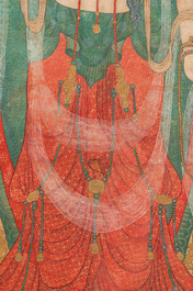Chinese school: 'Buddha', ink and colour on silk, Qing or later