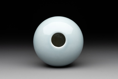 A Chinese claire-de-lune-glazed water pot, Qianlong mark, 20th C.