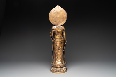 A large Japanese bronze Kannon, 19th C.