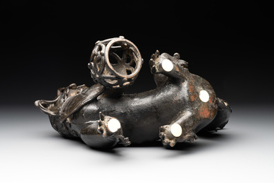 A Chinese bronze Buddhist lion-form incense burner, 17/18th C.