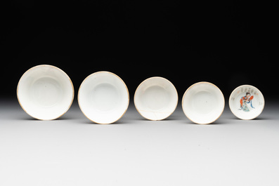 A rare set of ten Chinese famille rose 'Wu Shuang Pu' nesting bowls, 19th C.