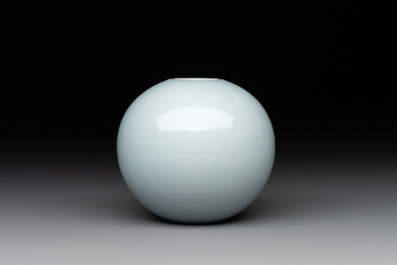 A Chinese claire-de-lune-glazed water pot, Qianlong mark, 20th C.