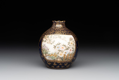 A fine Japanese Satsuma vase, Kinkozan 錦光山造 mark, Meiji, 19th C.