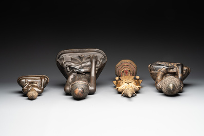 A group of four bronze Buddhas, Thailand, 19th C.