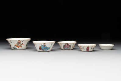 A rare set of ten Chinese famille rose 'Wu Shuang Pu' nesting bowls, 19th C.