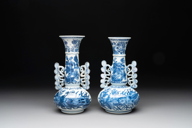 A pair of Chinese blue and white vases after Venetian glass models, Kangxi