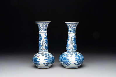 A pair of Chinese blue and white vases after Venetian glass models, Kangxi
