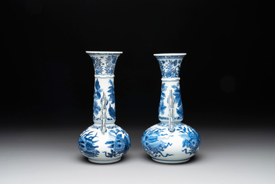 A pair of Chinese blue and white vases after Venetian glass models, Kangxi