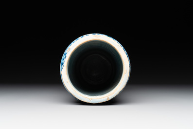 An Italian maiolica 'Bella Donna' albarello, Faenza, ca. 1490-1510