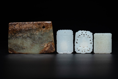 Seven Chinese jade and rock crystal carvings, 19/20th C.