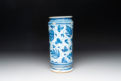 An Italian maiolica 'Bella Donna' albarello, Faenza, ca. 1490-1510