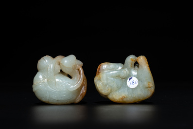 Four Chinese jade carvings of animals, 19th C.