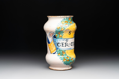 An Italian maiolica albarello, Deruta, ca. 1530