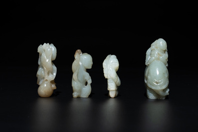 Nine Chinese jade carvings of figures, 19/20th C.