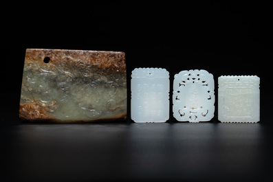 Seven Chinese jade and rock crystal carvings, 19/20th C.