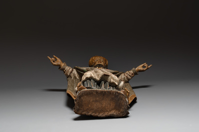 A gilt and polychromed oak figure of a bishop, Southern Netherlands or France, 18th C.