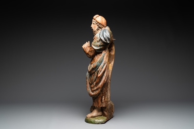 A polychromed wooden sculpture of Saint Jacob, Germany, 18th C.