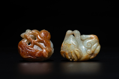 Four Chinese jade carvings of animals, 19th C.