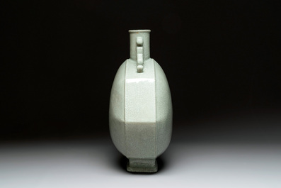 A rare Chinese ge-type moonflask or 'bianhu', Yongzheng mark and possibly of the period
