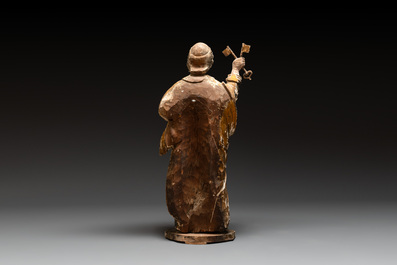 A gilt and polychromed wooden figure of Saint Peter, Germany, 18th C.