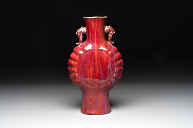 A Chinese flamb&eacute;-glazed moonflask vase, 19th C.