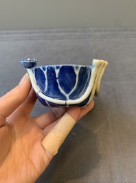 A Chinese copper-red, blue and white lotus-shaped water dropper, Kangxi