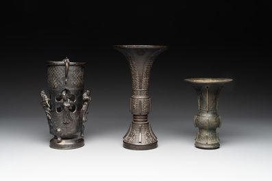 A collection of five Chinese bronze wares, Ming and later