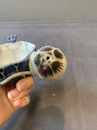 A Chinese copper-red, blue and white lotus-shaped water dropper, Kangxi