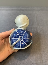 A Chinese copper-red, blue and white lotus-shaped water dropper, Kangxi