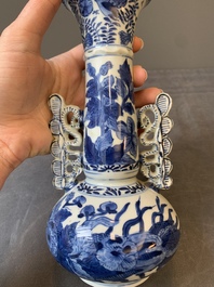 A pair of Chinese blue and white vases after Venetian glass models, Kangxi