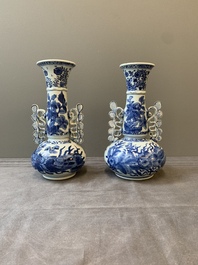 A pair of Chinese blue and white vases after Venetian glass models, Kangxi