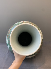 A large Chinese famille verte 'river landscape' 'tianqiu ping' vase, Chenghua mark, 19th C.