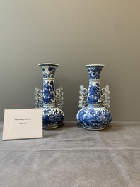 A pair of Chinese blue and white vases after Venetian glass models, Kangxi