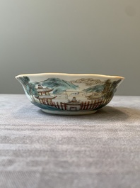 A pair of Chinese famille rose 'landscape' bowls, Daoguang mark and of the period